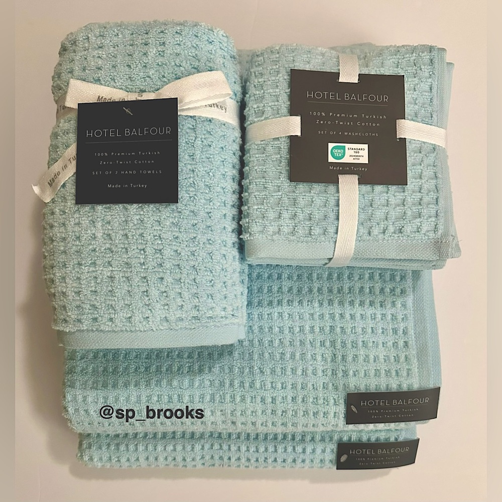 🎁8PC Hotel Balfour Bath Towel Set - Zero Twist Cotton - Waffle - Cordalis Blue